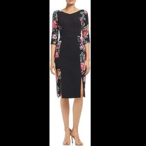 Black Halo Floral Midi Dress - Black and Pink